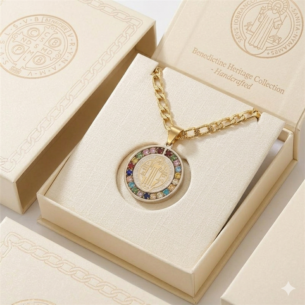 Collar con medalla de San Benito