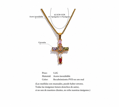 Cruz Bling de Fe — Acero Inoxidable con Circonita | Cora Dei