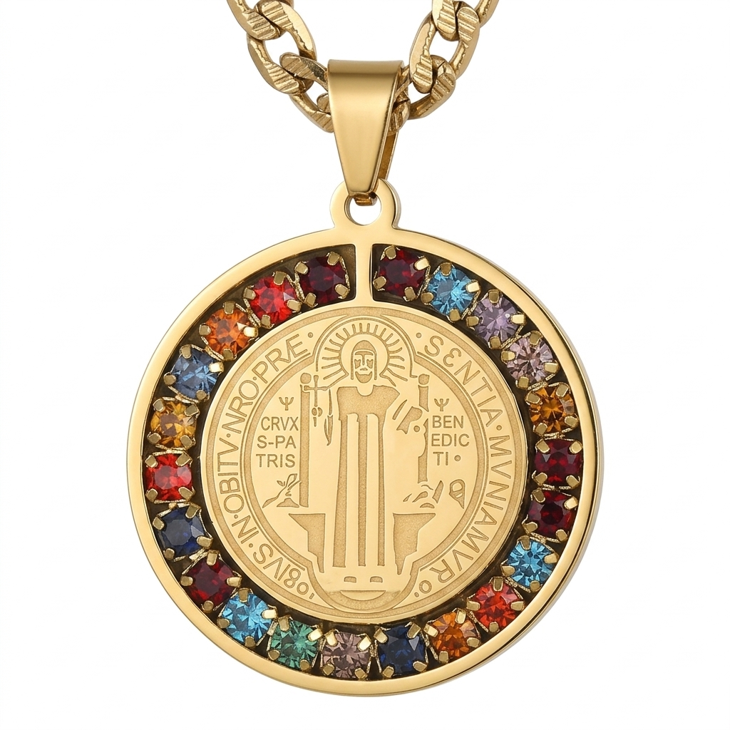 Collar con medalla de San Benito