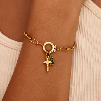 Pulsera Cruz + Piedra Natal | Elige Tu Mes | Cora Dei