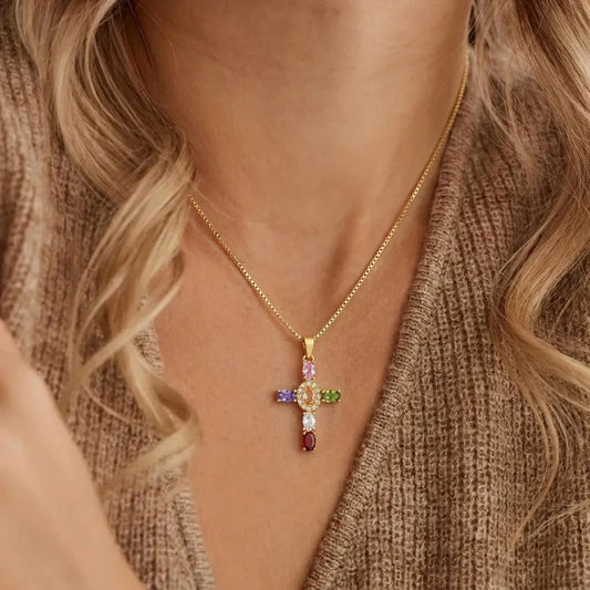 Cruz Bling de Fe — Acero Inoxidable con Circonita | Cora Dei